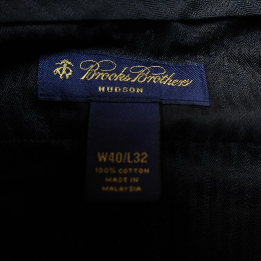 Brooks Brothers Pants Mens 40X32 Black Hudson Chino Trouser Flat Front Straight